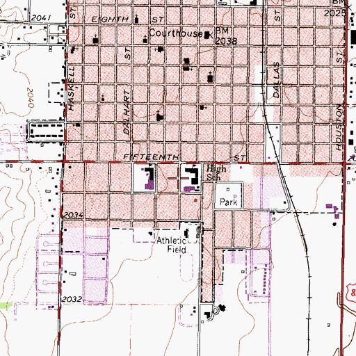 Topographic Map of Wellington Junior High School, TX