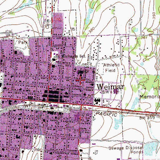 Topographic Map of Weimar Junior High School, TX
