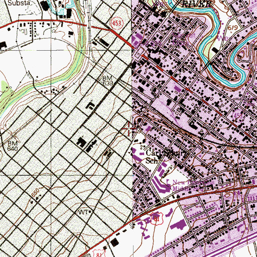 Topographic Map of Carl Schurz Elementary School, TX