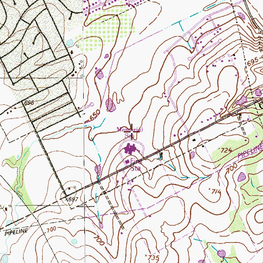 Topographic Map of Memorial Intermediate School, TX