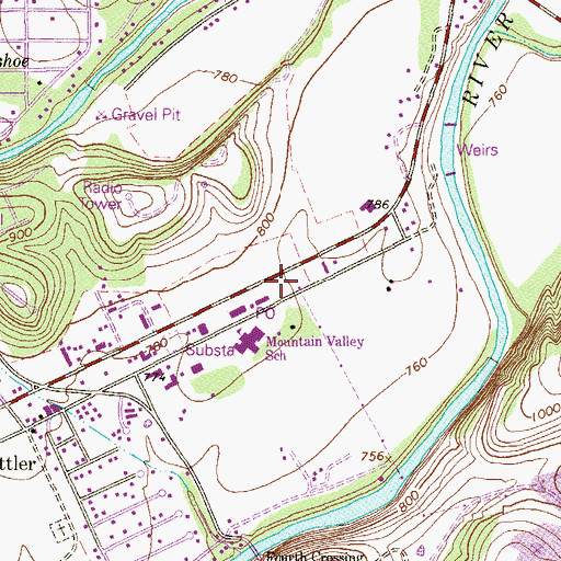 Topographic Map of Mountain Valley Intermediate School (historical), TX