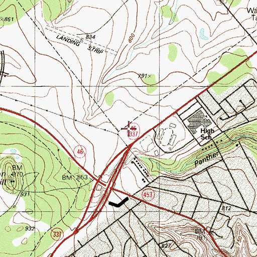 Topographic Map of New Braunfels High School, TX