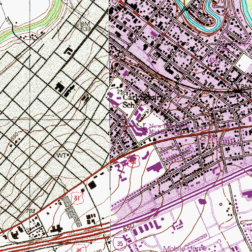 Topographic Map of New Braunfels Middle School, TX