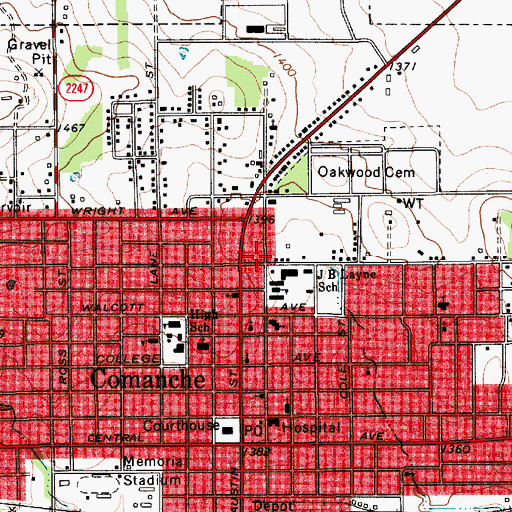 Topographic Map of Comanche Intermediate School, TX