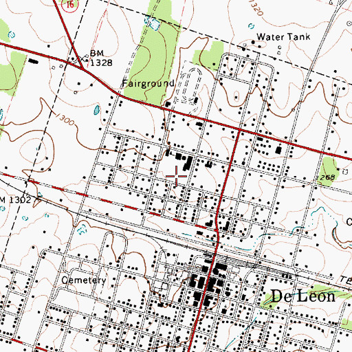 Topographic Map of De Leon High School, TX
