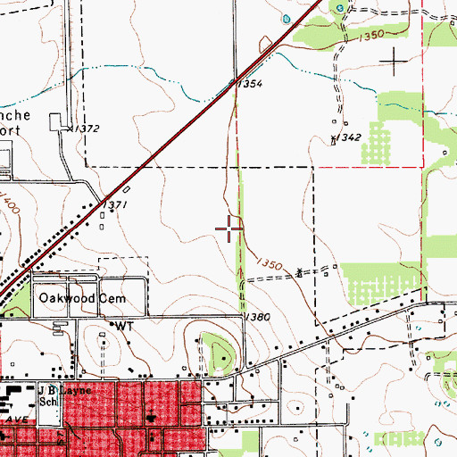 Topographic Map of Jefferies Junior High School, TX