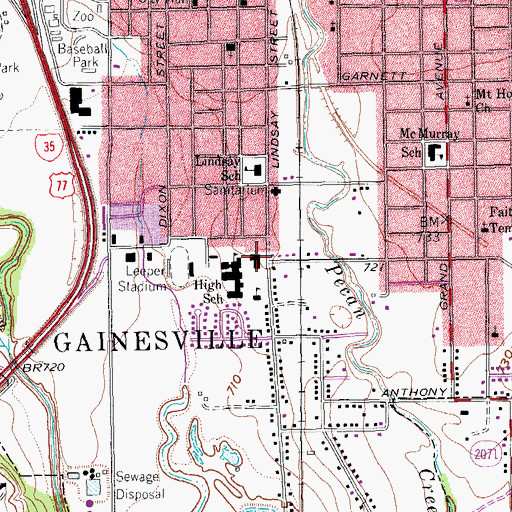 Topographic Map of Gainesville Alternative School, TX