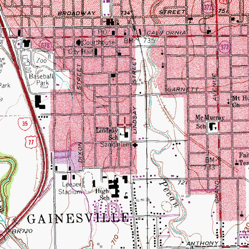 Topographic Map of J M Lindsay Elementary School, TX