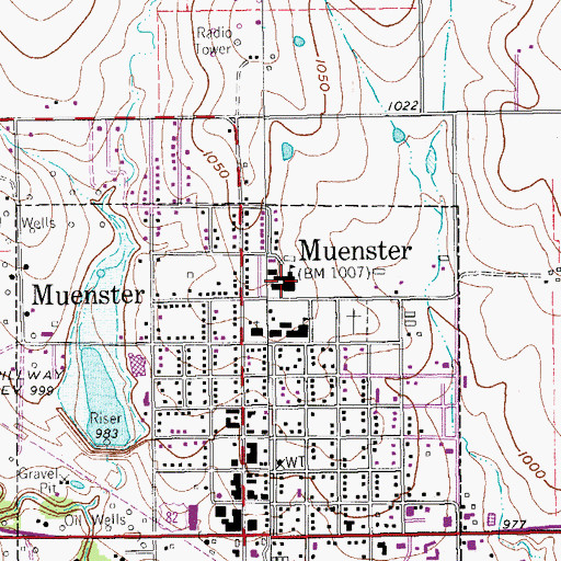 Topographic Map of Muenster High School, TX
