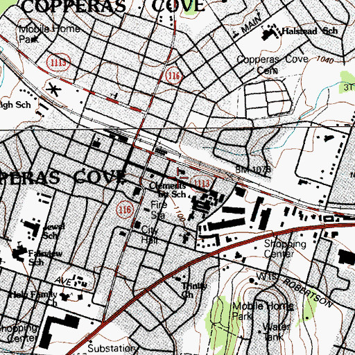 Topographic Map of C R Clements Intermediate School, TX