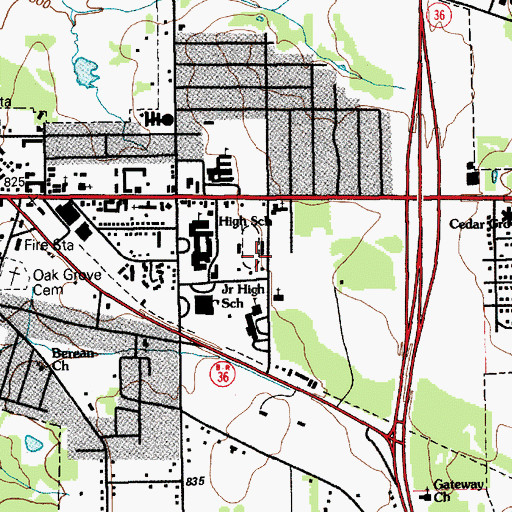Topographic Map of Gatesville Intermediate School, TX