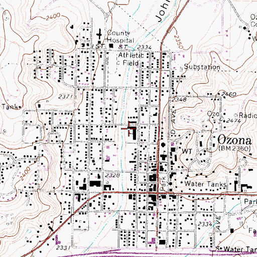 Topographic Map of Ozona Middle School, TX