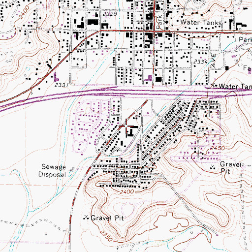 Topographic Map of Ozona Elementary School, TX