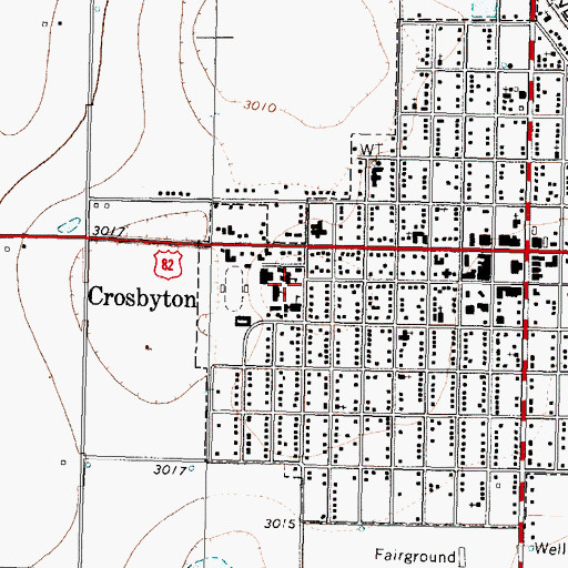 Topographic Map of Crosbyton High School, TX