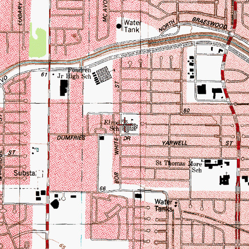 Topographic Map of Elrod Elementary School, TX