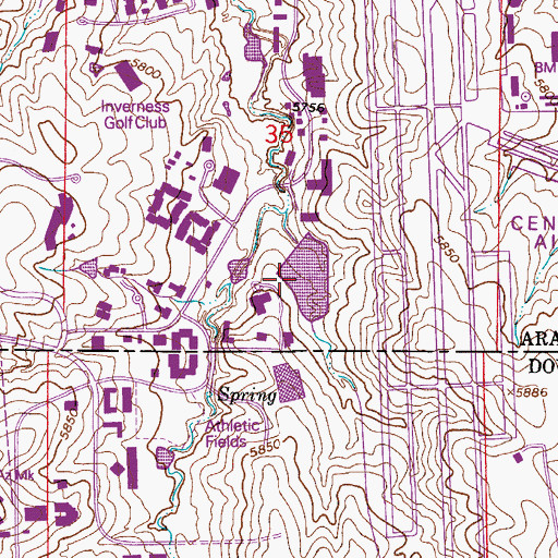 Topographic Map of Inverness Dam, CO