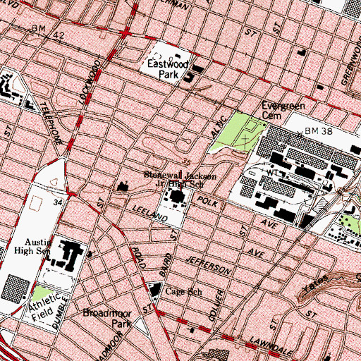 Topographic Map of Eastwood Academy, TX