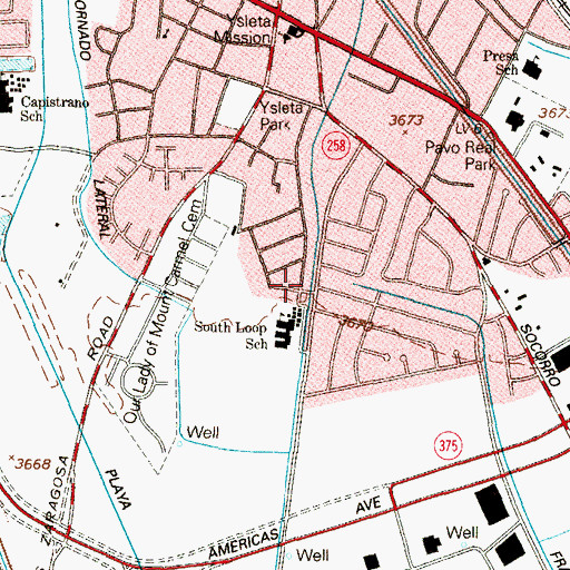 Topographic Map of South Loop Elementary School, TX