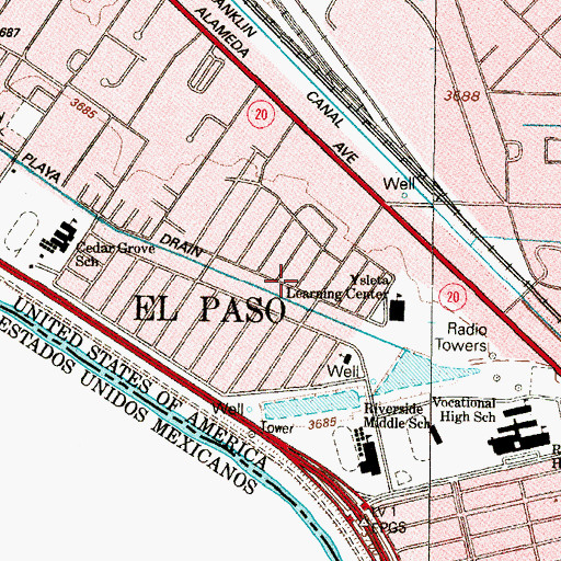 Topographic Map of Tejas School of Choice, TX