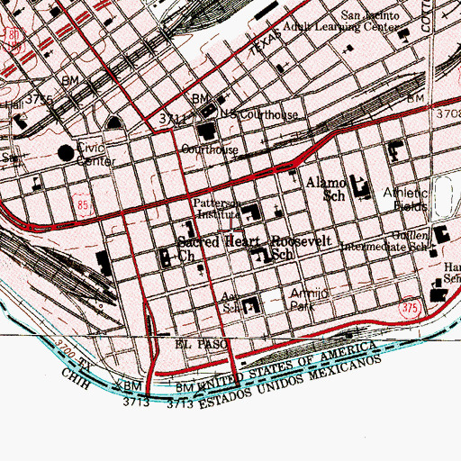 Topographic Map of Roosevelt Elementary School, TX