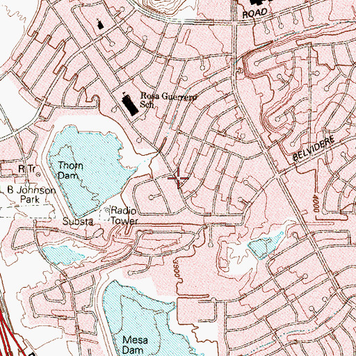 Topographic Map of Rosa Guerrero Elementary School, TX