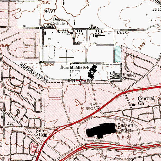 Topographic Map of Ross Middle School, TX