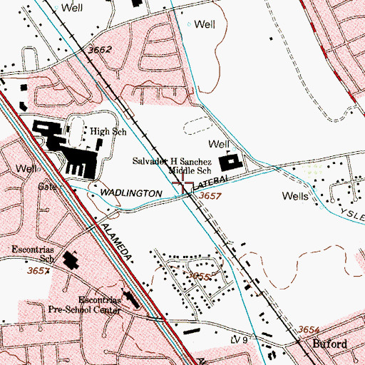 Topographic Map of Salvador Sanchez Middle School, TX