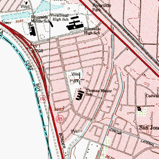 Topographic Map of Thomas Manor Elementary School, TX