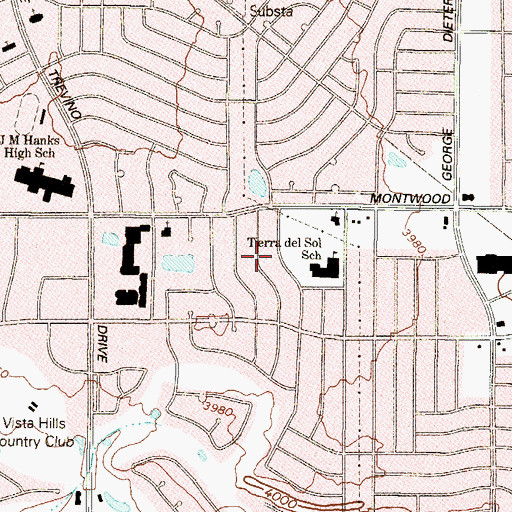Topographic Map of Tierra del Sol Elementary School, TX