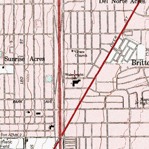 Topographic Map of Wainwright Elementary School, TX