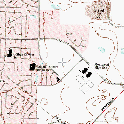 Topographic Map of William Slider Middle School, TX