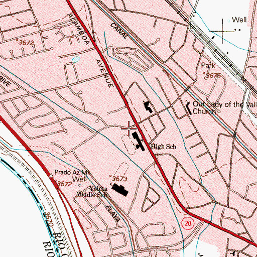 Topographic Map of Ysleta High School, TX