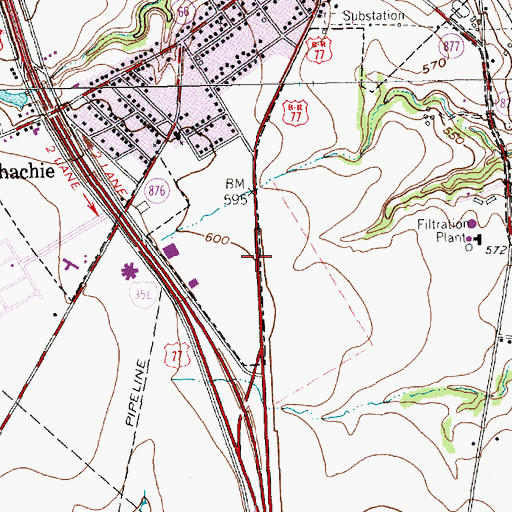 Topographic Map of Dunaway Elementary School, TX