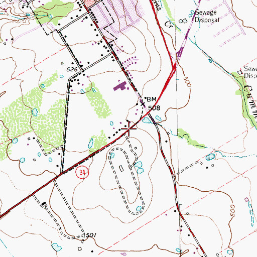 Topographic Map of Ennis High School, TX