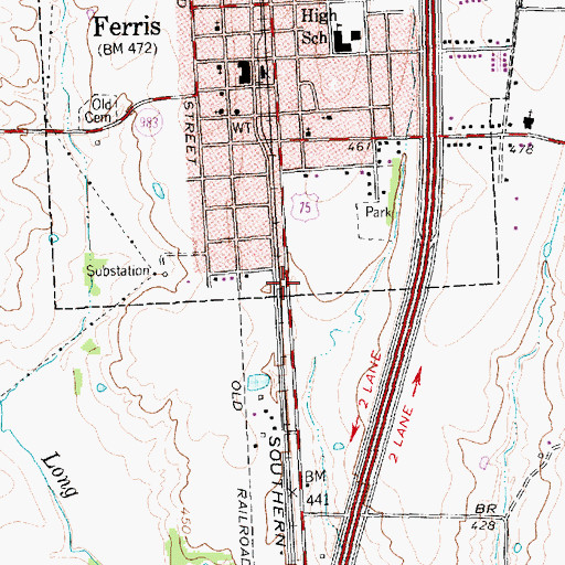 Topographic Map of Ferris Elementary School, TX