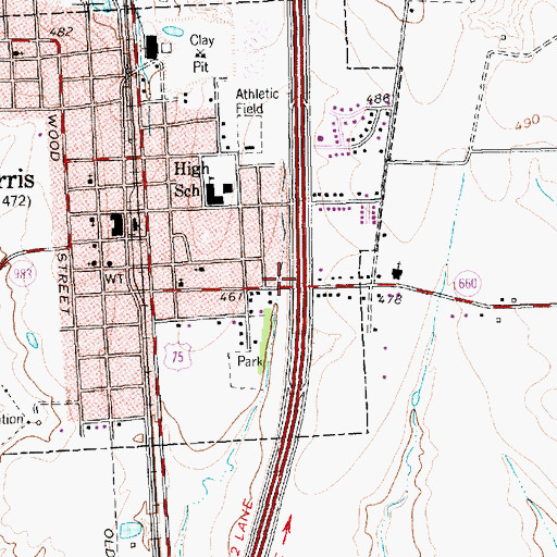 Topographic Map of Ferris High School, TX