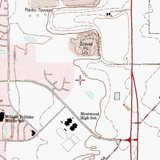 Topographic Map of Montwood High School, TX