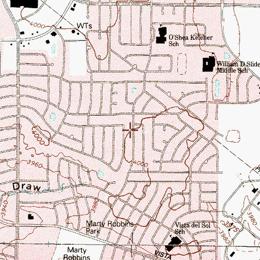 Topographic Map of O'Shea Keleher Elementary School, TX