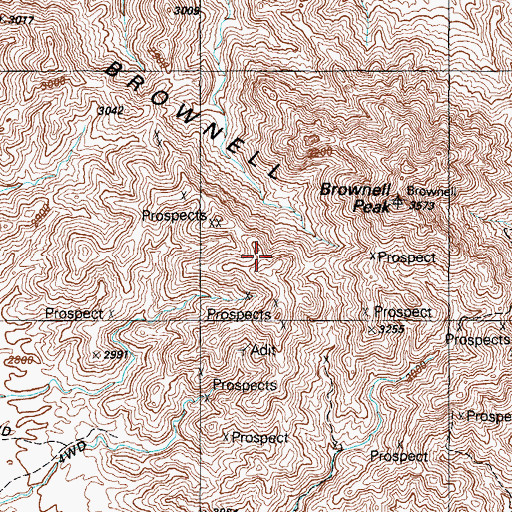 Topographic Map of Brownell Mountains, AZ