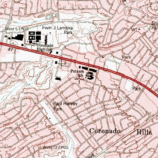 Topographic Map of Putnam Elementary School, TX