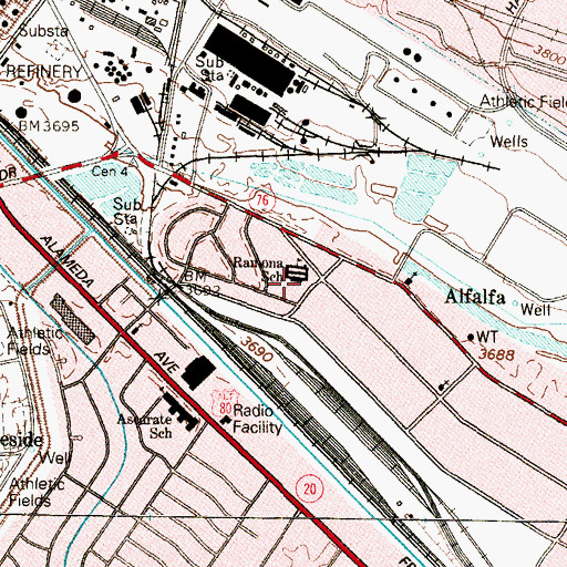 Topographic Map of Ramona Elementary School, TX