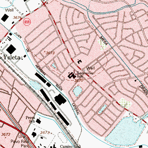 Topographic Map of Lancaster Elementary School, TX