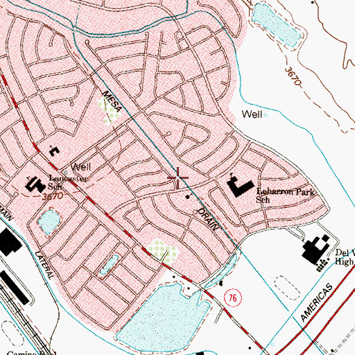 Topographic Map of Le Barron Park Elementary School, TX