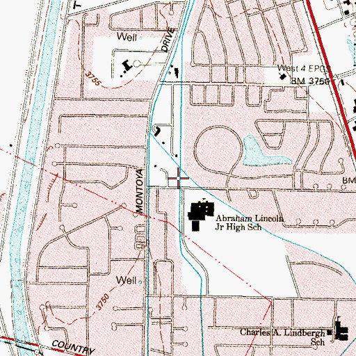Topographic Map of Lincoln Middle School, TX