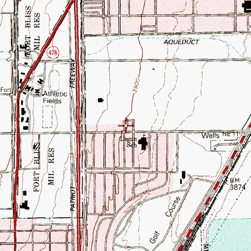 Topographic Map of Logan Elementary School, TX