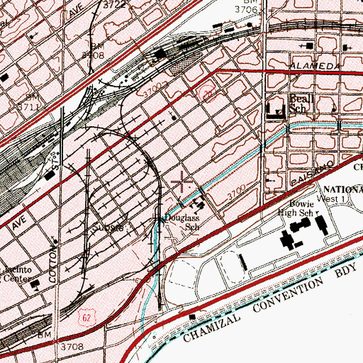 Topographic Map of Douglass Elementary School, TX