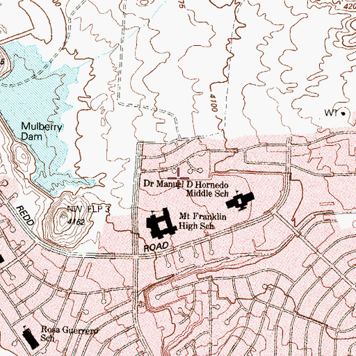 Topographic Map of Doctor Manuel Hornedo Middle School, TX