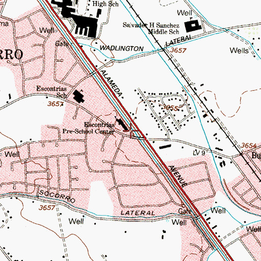 Topographic Map of Escontrias Early Child Center, TX