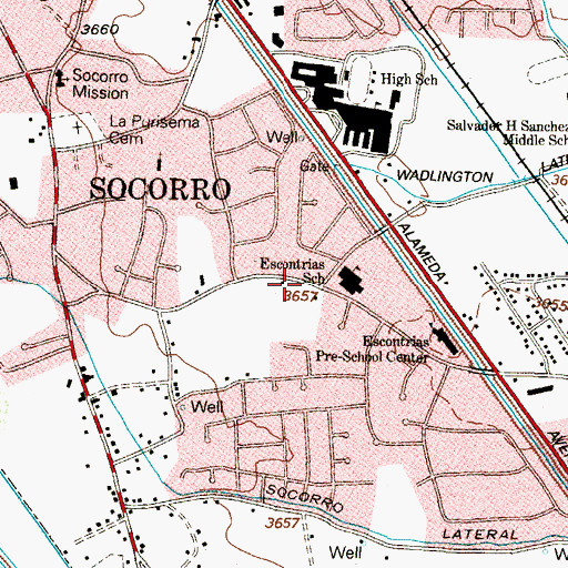 Topographic Map of Escontrias Elementary School, TX