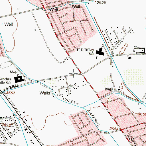 Topographic Map of H D Hilley Elementary School, TX